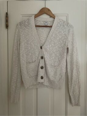 J. Crew Ivory Button-Up V-Neck Pocket Cardigan